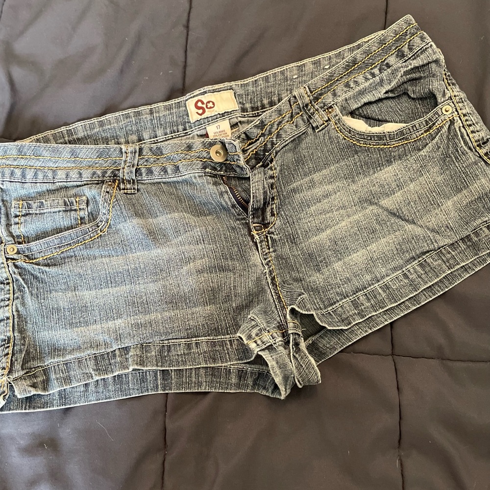 Jean shorts. Stretchy and super comfortable!